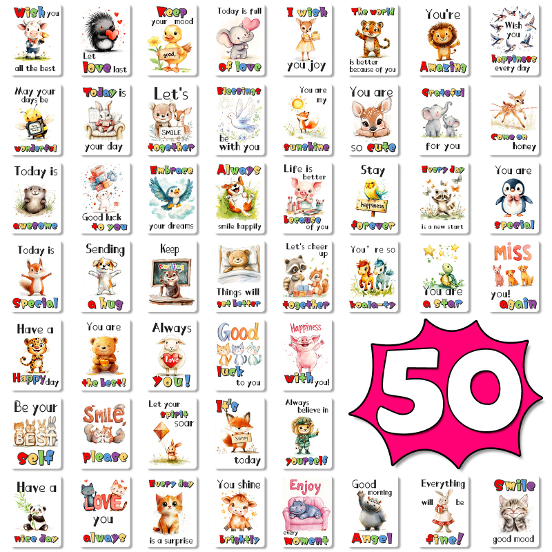 50 de felicitări cu animale, ilustrații drăguțe – carduri de încurajare