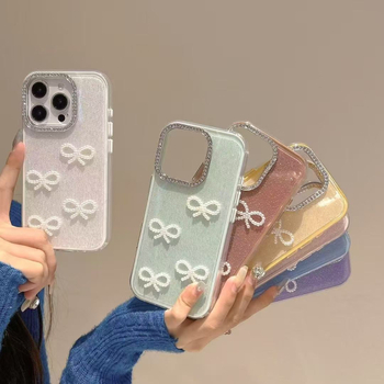 Kućište s mašnicom i sjajnim prahom za iPhone 16 Pro Max, s glitter detaljima, premium završna obrada za žene