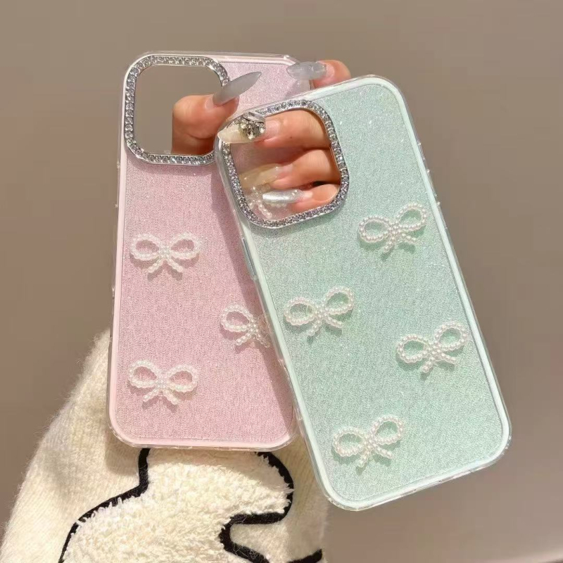 Kućište s mašnicom i sjajnim prahom za iPhone 16 Pro Max, s glitter detaljima, premium završna obrada za žene