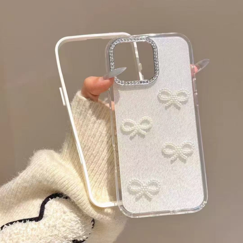 Kućište s mašnicom i sjajnim prahom za iPhone 16 Pro Max, s glitter detaljima, premium završna obrada za žene