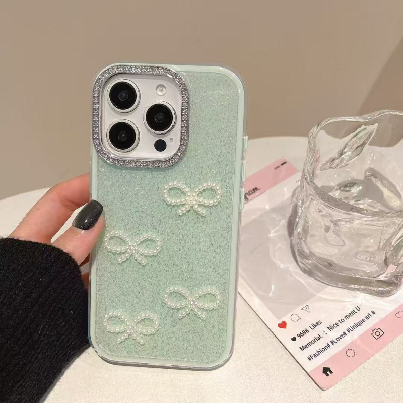Kućište s mašnicom i sjajnim prahom za iPhone 16 Pro Max, s glitter detaljima, premium završna obrada za žene