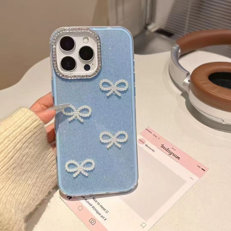 Kućište s mašnicom i sjajnim prahom za iPhone 16 Pro Max, s glitter detaljima, premium završna obrada za žene