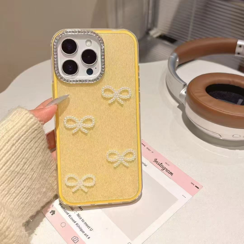 Kućište s mašnicom i sjajnim prahom za iPhone 16 Pro Max, s glitter detaljima, premium završna obrada za žene