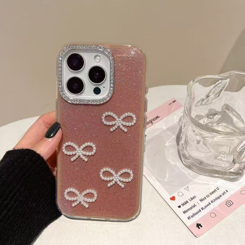 Kućište s mašnicom i sjajnim prahom za iPhone 16 Pro Max, s glitter detaljima, premium završna obrada za žene