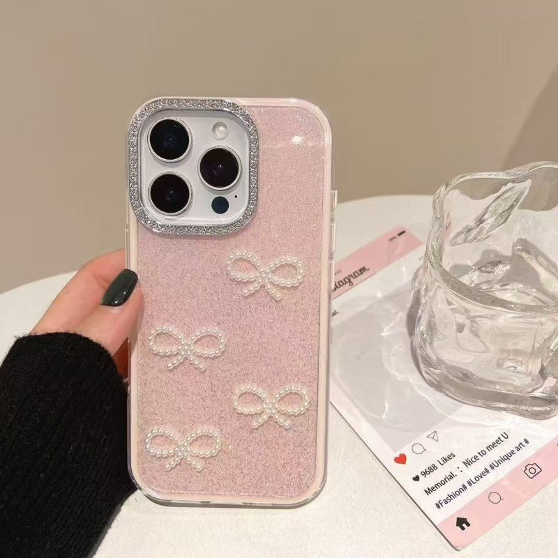 Kućište s mašnicom i sjajnim prahom za iPhone 16 Pro Max, s glitter detaljima, premium završna obrada za žene