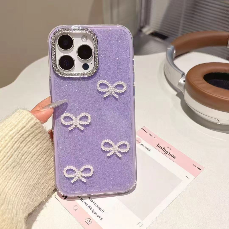Kućište s mašnicom i sjajnim prahom za iPhone 16 Pro Max, s glitter detaljima, premium završna obrada za žene