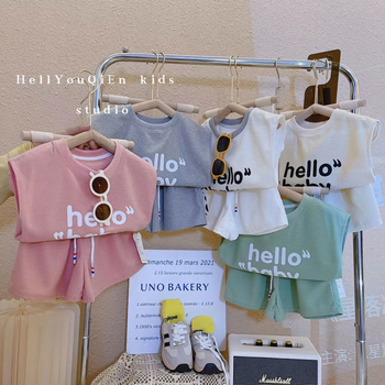 Dječji ljetni dvodijelni komplet: gilet bez rukava i šortsevi, unisex, korejskog stila, za djecu 3–8 godina