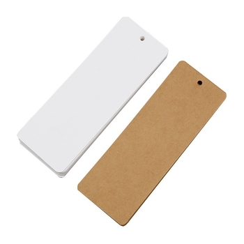 Semn de carte din hârtie albă olandeză, cu colțuri rotunjite și gaură, din Kraft 350 g și carton alb olandez, pictat manual