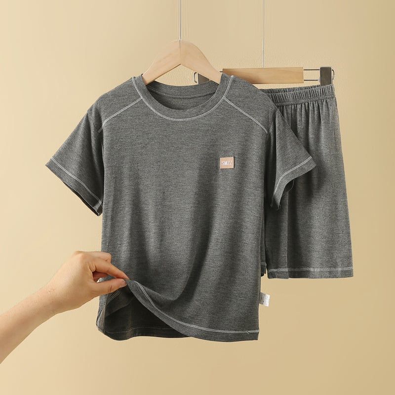Dječji modalni set s kratkim rukavima i šorcima – lagane ljetne pidžame, unisex, dvodijelni