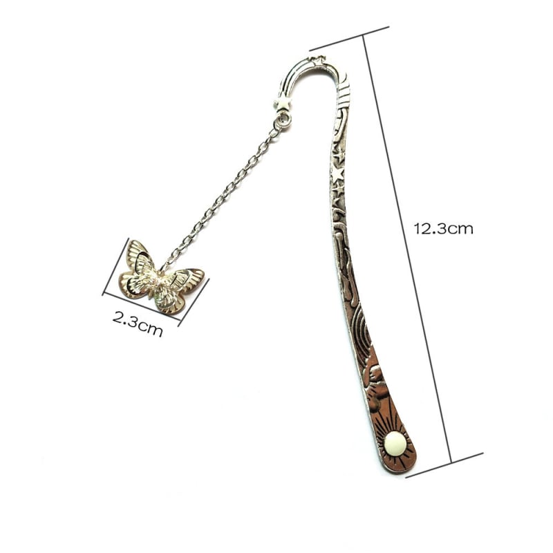 Semn de carte care luminează în întuneric cu soare, lună, stele, dragonfly și fluture, design metalic creativ pentru elevi