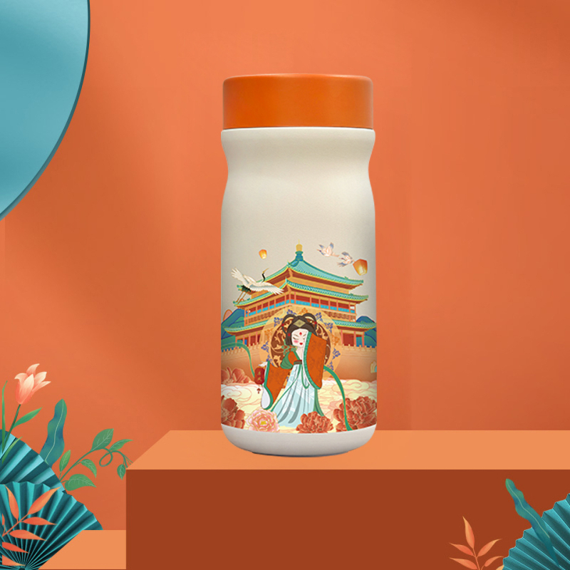 Cană termică izolată cu logo în stil național chinezesc, cadou personalizabil pentru evenimentele cu clienți