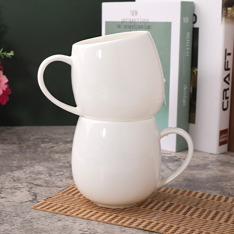 Cană din porțelan de os, corp mare, pentru ceai de după-amiază și lapte, cu un model creativ și imprimare cu logo