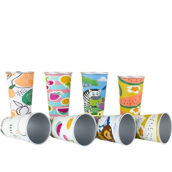 Ceașcă din aluminiu cu schimbare de culoare la frig, 450 ml, margine curbată, un singur strat, camping în aer liber