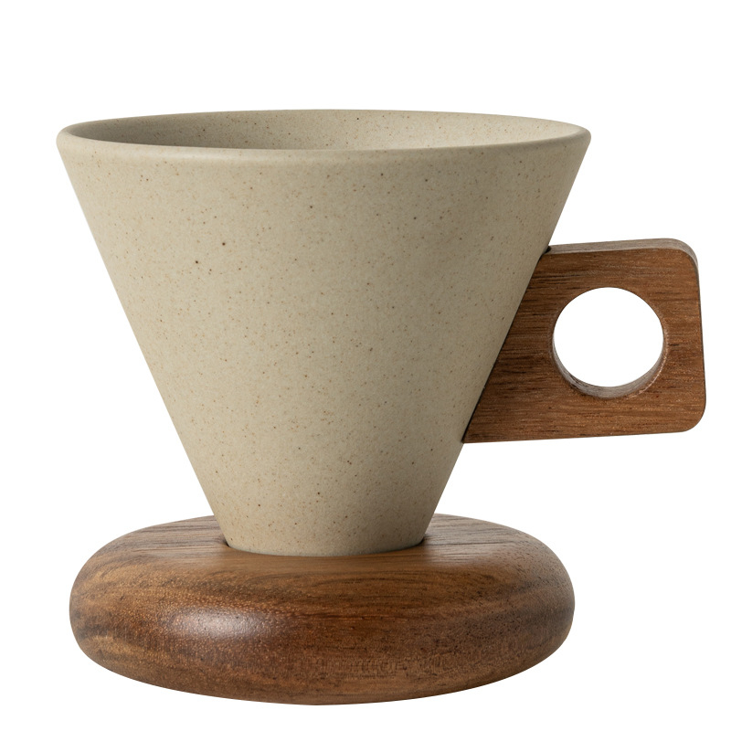 Căniță de cafea ceramică în stil retro, lux, cu farfurie – set pentru uz casnic