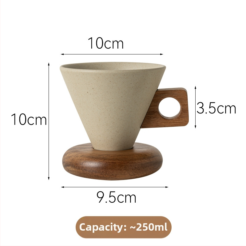 Căniță de cafea ceramică în stil retro, lux, cu farfurie – set pentru uz casnic