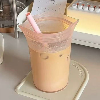 Pahar de silicon pentru băuturi, calitate alimentară, recipient portabil pentru vară, pentru cafea și lapte, rezistent la cădere, menține prospețimea băuturilor