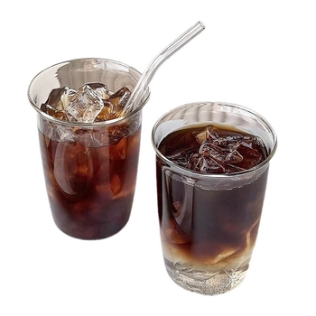 Pahar din sticlă borosilikat pentru cafea, latte cu gheață, fără mâner, design minimalist