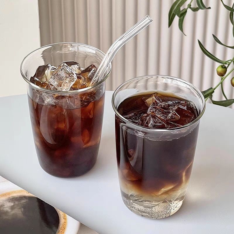 Pahar din sticlă borosilikat pentru cafea, latte cu gheață, fără mâner, design minimalist