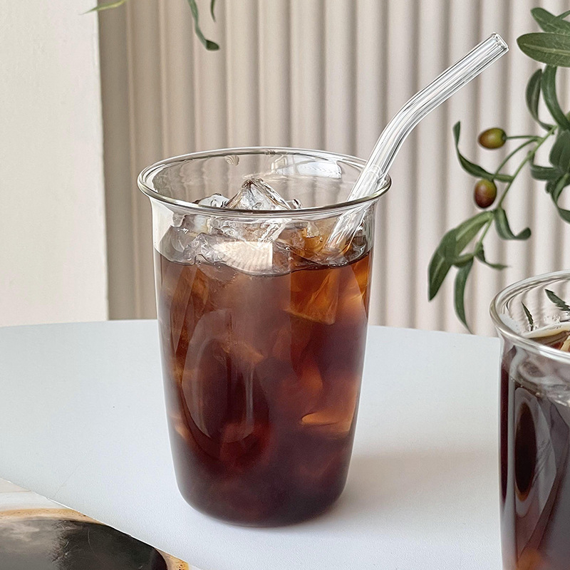 Pahar din sticlă borosilikat pentru cafea, latte cu gheață, fără mâner, design minimalist