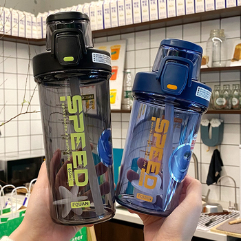 Pahar dublu pentru băut cu pai, shaker, consum direct, utilizare dublă, pahar sport din plastic PC pentru studenți