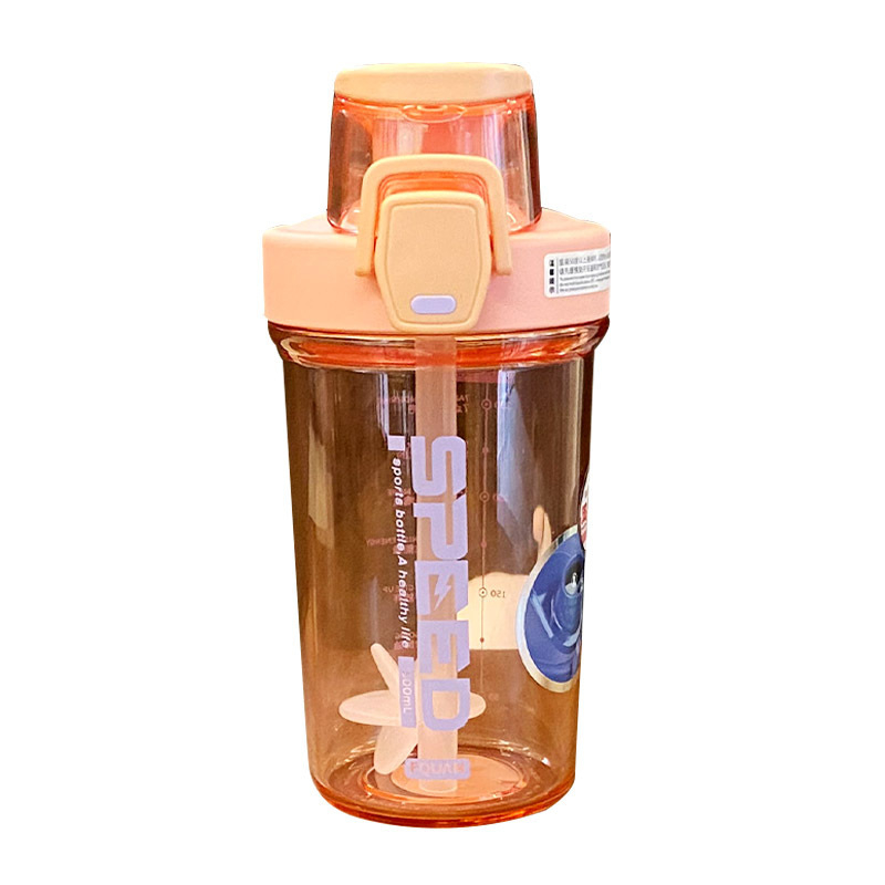 Pahar dublu pentru băut cu pai, shaker, consum direct, utilizare dublă, pahar sport din plastic PC pentru studenți