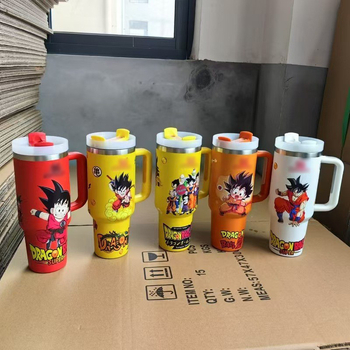 Cană termică pentru mașină 40 oz, cu mâner, izolată, cu pai, design cartoon