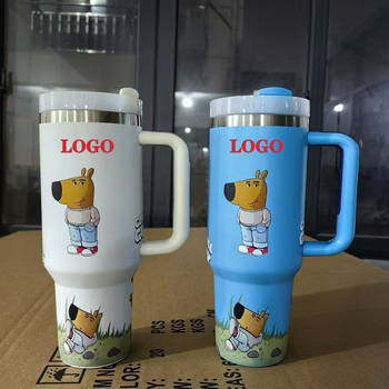 Cană termică pentru mașină 40 oz, cu mâner, izolată, cu pai, design cartoon