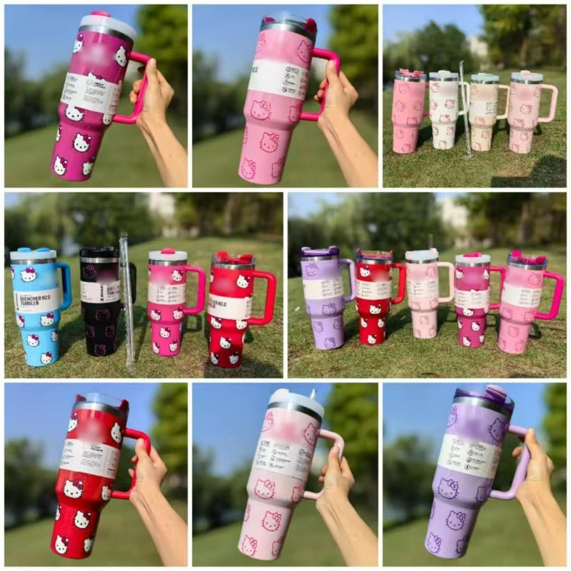 Cană termică pentru mașină 40 oz, cu mâner, izolată, cu pai, design cartoon