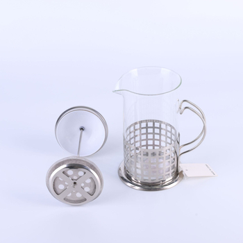 Cafetieră din oțel inoxidabil pentru preparare manuală a cafelei, corp din sticlă borosiliat, ceainic și presă franțuzească pentru ceai
