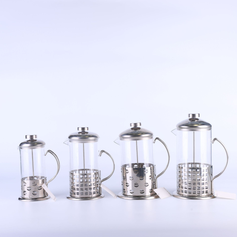 Cafetieră din oțel inoxidabil pentru preparare manuală a cafelei, corp din sticlă borosiliat, ceainic și presă franțuzească pentru ceai