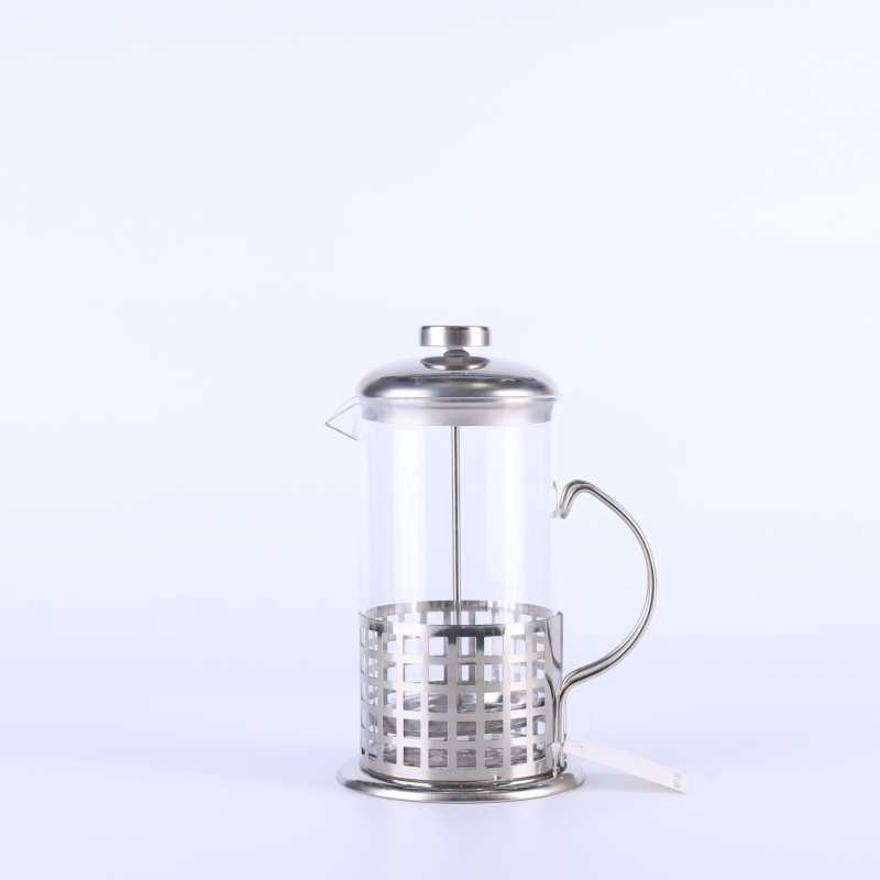 Cafetieră din oțel inoxidabil pentru preparare manuală a cafelei, corp din sticlă borosiliat, ceainic și presă franțuzească pentru ceai