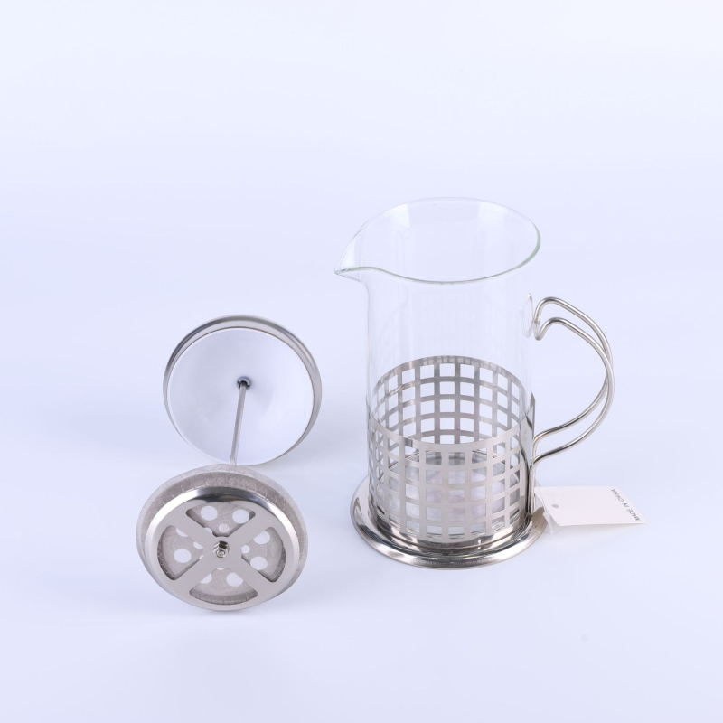 Cafetieră din oțel inoxidabil pentru preparare manuală a cafelei, corp din sticlă borosiliat, ceainic și presă franțuzească pentru ceai