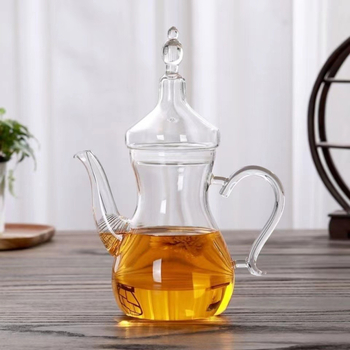 Ceainic transparent din borosilicat, cu design floral, rezistent la temperatură, portabil pentru infuzarea ceaiului manual