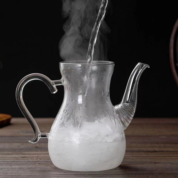 Ceainic transparent din borosilicat, cu design floral, rezistent la temperatură, portabil pentru infuzarea ceaiului manual