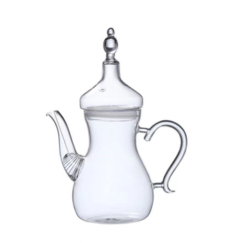 Ceainic transparent din borosilicat, cu design floral, rezistent la temperatură, portabil pentru infuzarea ceaiului manual