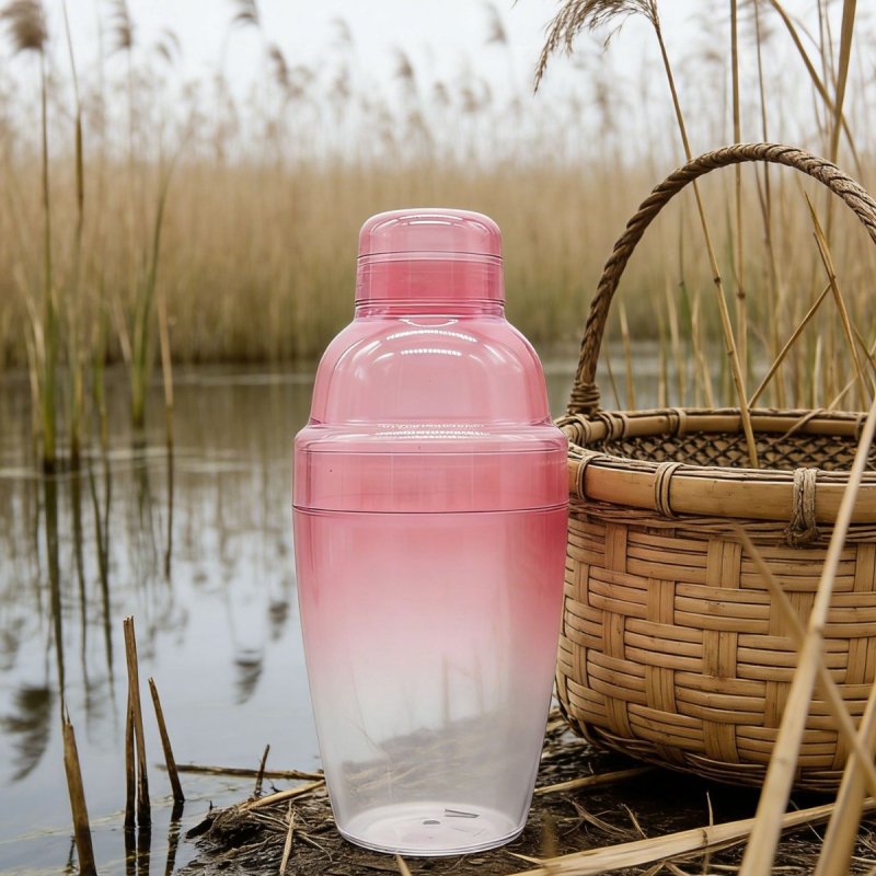 Megvastagított, átlátszó műanyag shaker pohár, egyskamrás, nagy kapacitású, tej-tea üzletek számára, kézi keverés
