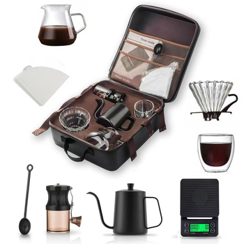 Set V60 pentru uz casnic, cu carafă din sticlă și filtre de hârtie