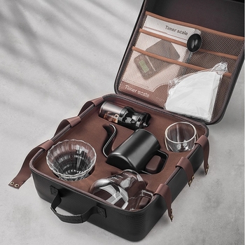 Set V60 pentru uz casnic, cu carafă din sticlă și filtre de hârtie