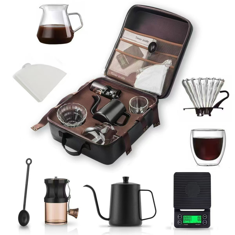 Set V60 pentru uz casnic, cu carafă din sticlă și filtre de hârtie