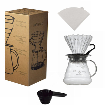 Gaopeng set pentru cafea la filtru pentru începători cu filtru din sticlă ceainic cu aspect de nor filtre de cafea și linguriță de măsurat