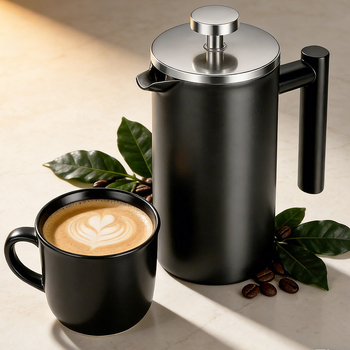304 oțel inoxidabil presă franțuzească pentru cafea cu filtru dublu și ceainic