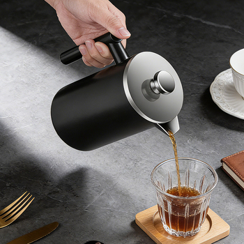 304 oțel inoxidabil presă franțuzească pentru cafea cu filtru dublu și ceainic