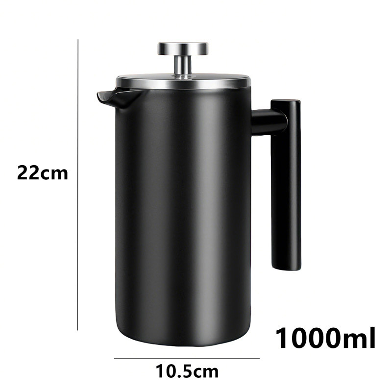 304 oțel inoxidabil presă franțuzească pentru cafea cu filtru dublu și ceainic