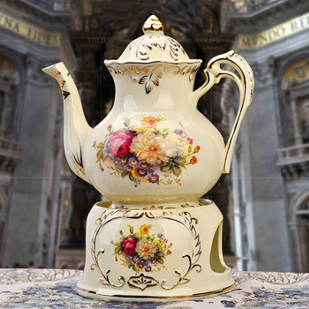 Set ceramic de ceai în stil european, ceainic, cești și farfurioare, capacitate mare, pentru apă fierbinte și rece, lux retro