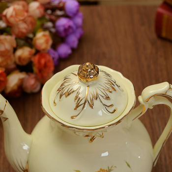Set ceramic de ceai în stil european, ceainic, cești și farfurioare, capacitate mare, pentru apă fierbinte și rece, lux retro