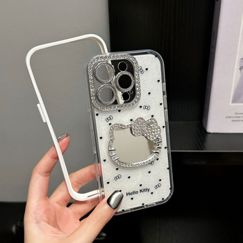 Ins stil s KT mačjim ogledalom i 3D dijamantima za futrolu iPhone 16 Pro Max