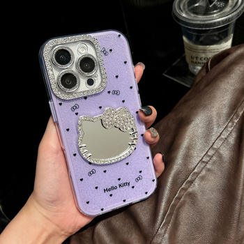 Ins stil s KT mačjim ogledalom i 3D dijamantima za futrolu iPhone 16 Pro Max