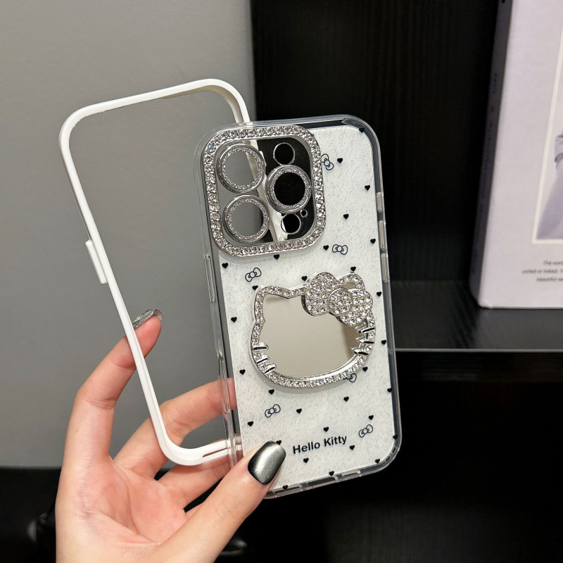 Ins stil s KT mačjim ogledalom i 3D dijamantima za futrolu iPhone 16 Pro Max