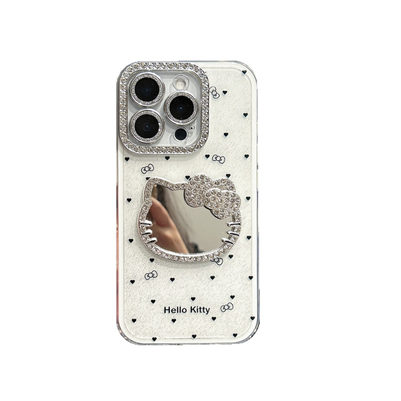 Ins stil s KT mačjim ogledalom i 3D dijamantima za futrolu iPhone 16 Pro Max