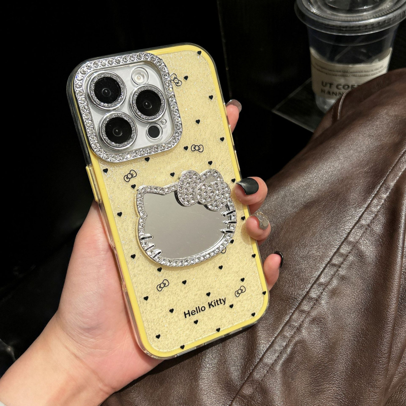 Ins stil s KT mačjim ogledalom i 3D dijamantima za futrolu iPhone 16 Pro Max